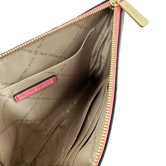 Michael Kors Jet Set Large 2 In 1 Card Case Wristlet Clutch Tea Rose Pink MK - Picture 3 of 5